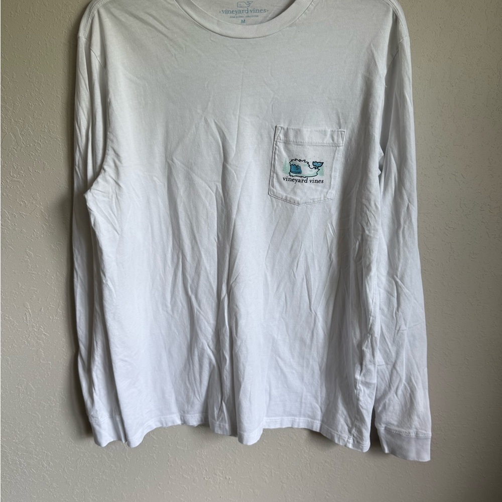 Men’s M White Vineyard Vines Graphic Print Lightweight Long Sleeve Shirt